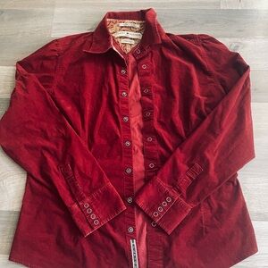Vintage Tommy Hilfiger Deep Red Corduroy Snap-Front Shirt